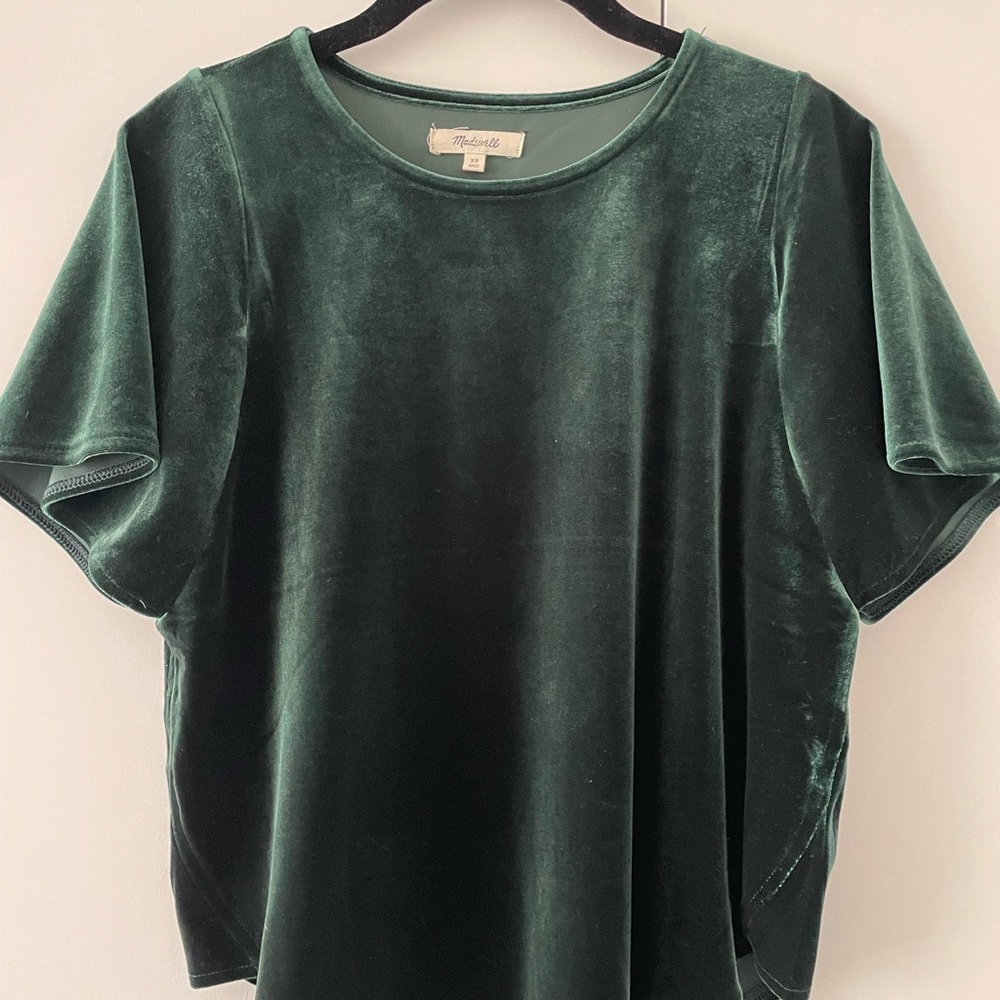Madewell Green Velvet Top